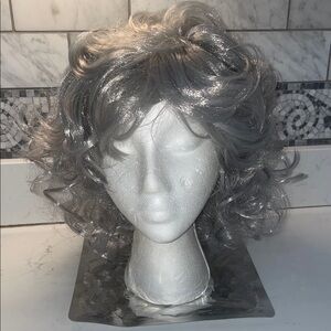 Gray Synthetic Curly Wig for Women - Classic Mid Length Style